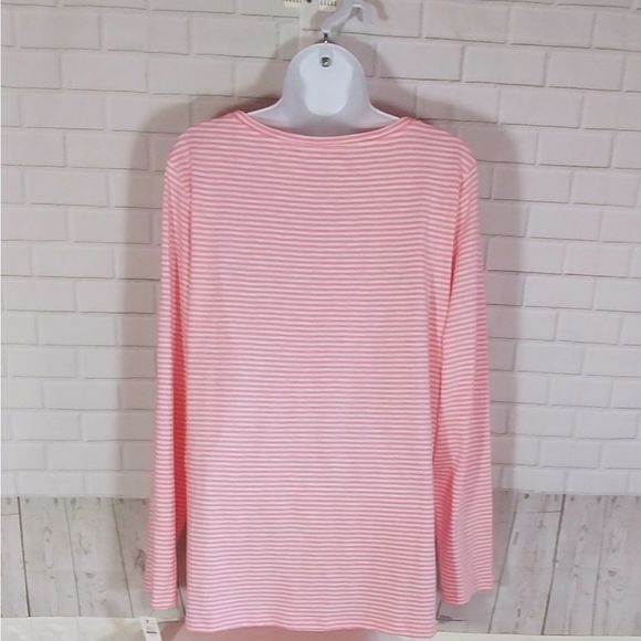 Talbots T Shirt Size X Plus Pink Stripe - Picture 2 of 5